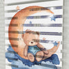 Ay Üzerinde Uyuyan Sevimli ayıcık Baskılı Zebra Perde - Bebek Odası Perdesi - AD HOME Tekstil