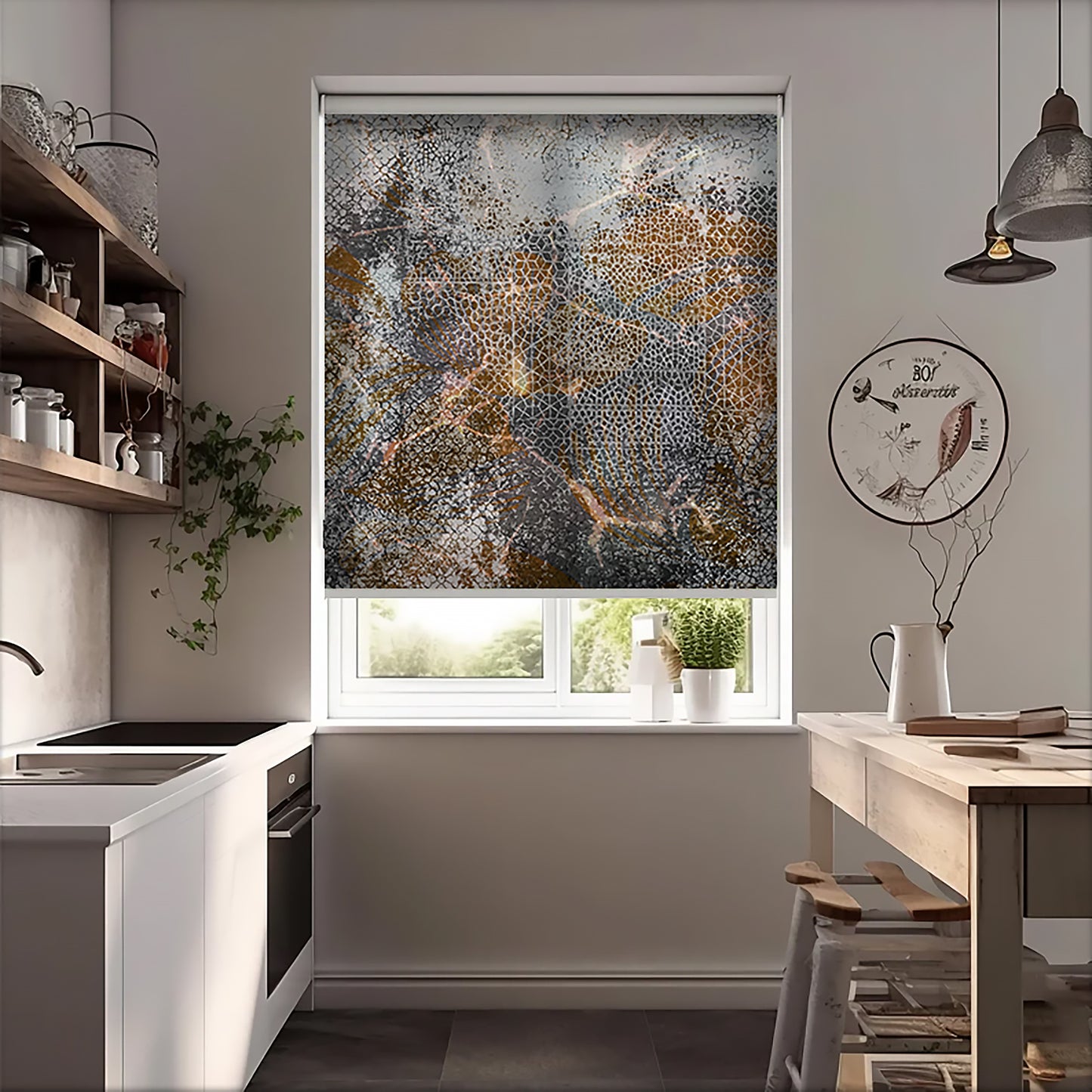 Eskitme Renk Geçişi Baskılı Stor Perde - Salon Perde, Mutfak Perde, Yatak Odası Perde - AD HOME Tekstil