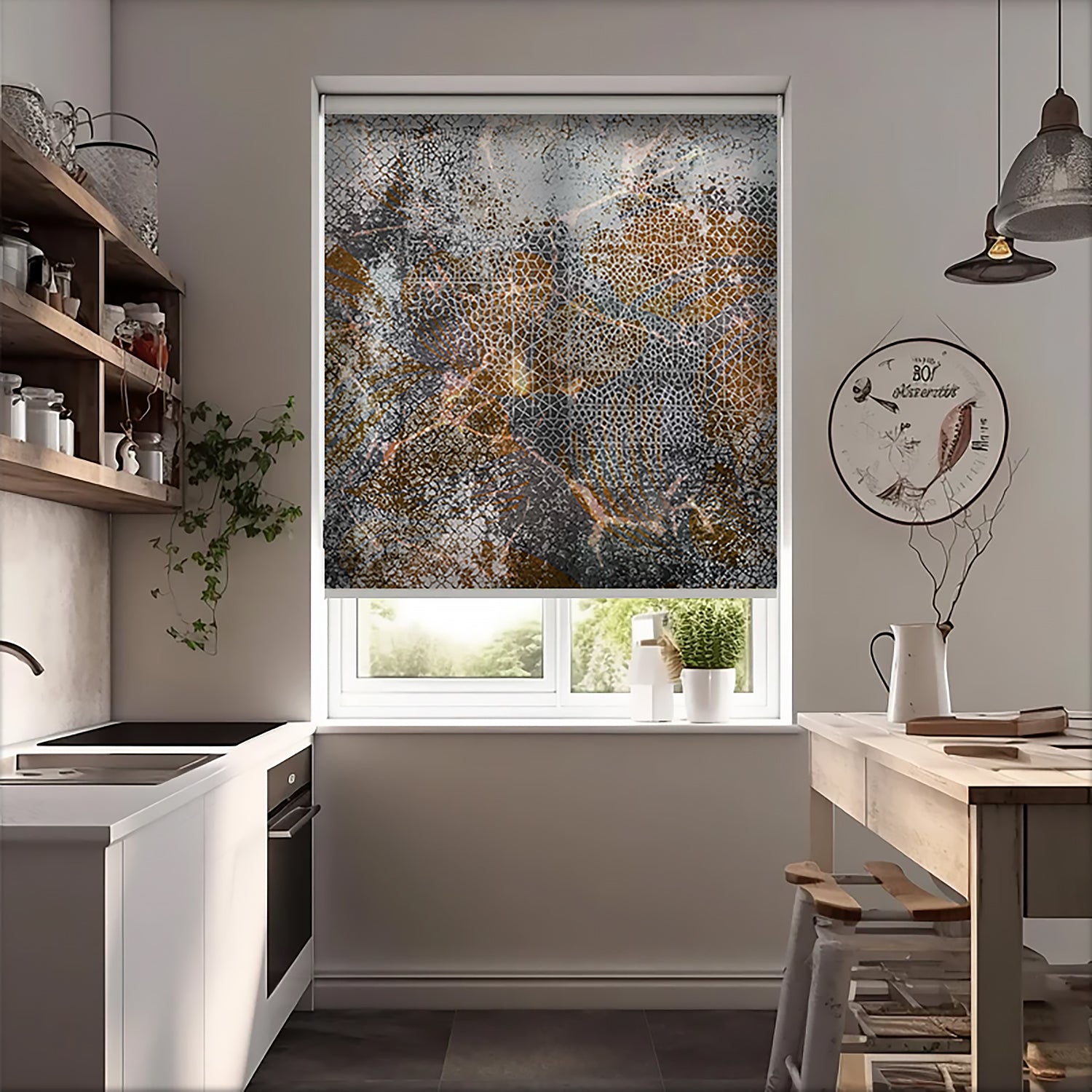 Eskitme Renk Geçişi Baskılı Stor Perde - Salon Perde, Mutfak Perde, Yatak Odası Perde - AD HOME Tekstil