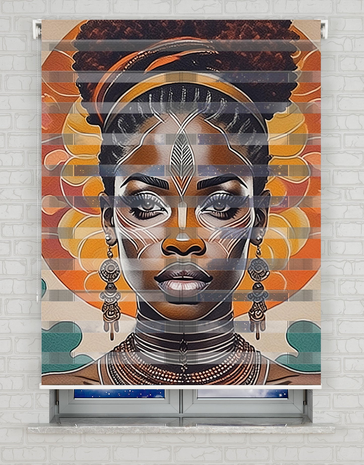 African Women Baskılı Zebra Perde - Oturma Odası Perdesi, Mutfak Perdesi