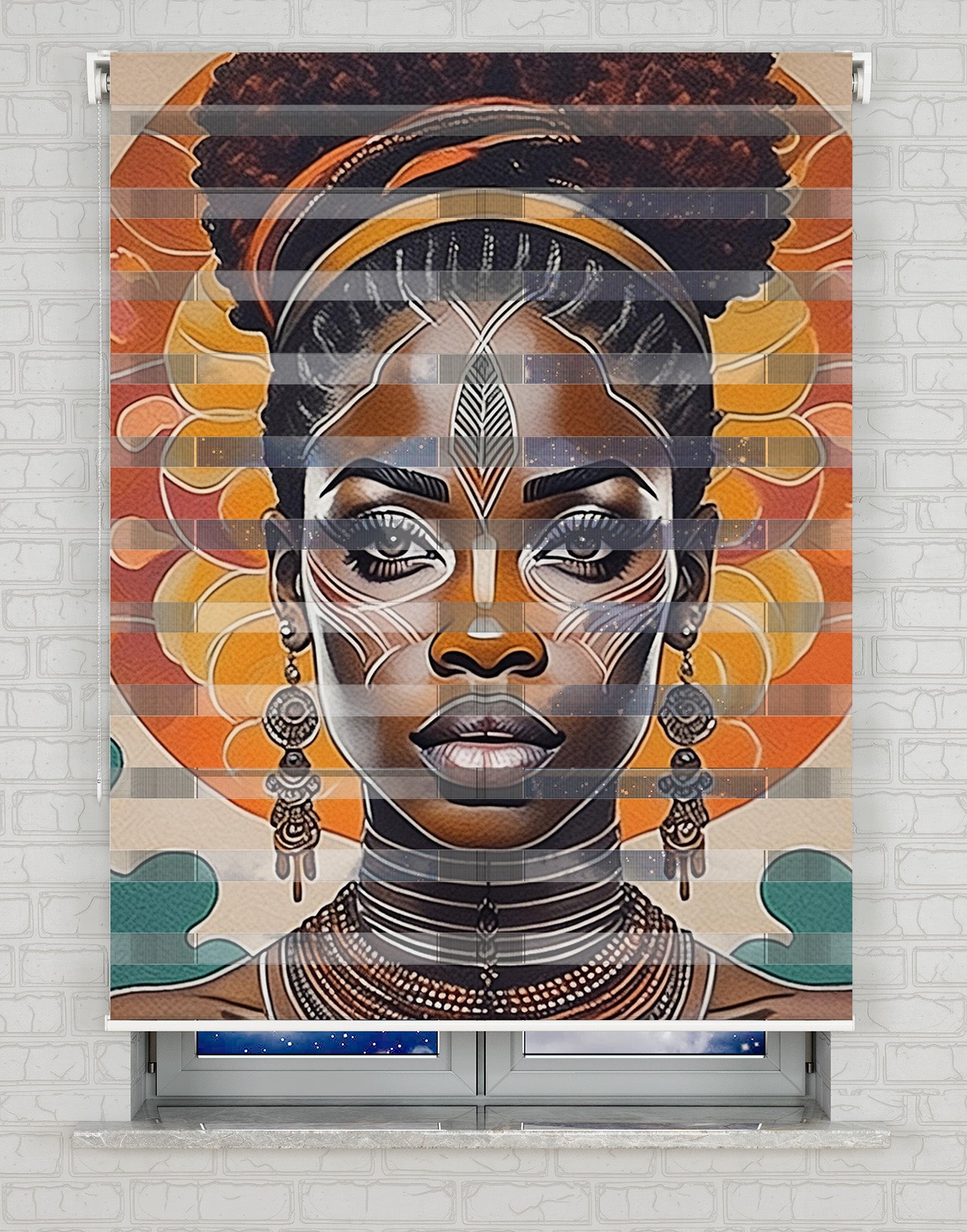 African Women Baskılı Zebra Perde - Oturma Odası Perdesi, Mutfak Perdesi