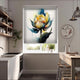 Suluboya Sarı ve Lacivert Lotus Çiçeği Salon Stor Perde
