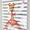 Pembe Bulutlar ve Şirin Zürafa Baskılı Zebra Perde - Bebek Odası Perdesi - AD HOME Tekstil