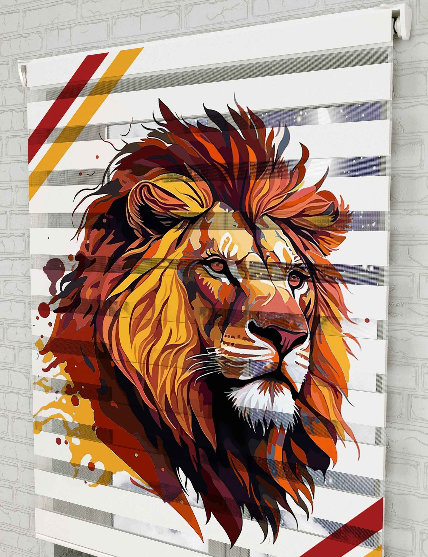 Renkli Aslan Baskılı Zebra Perde - Erkek Çocuk Odası Perdesi - AD HOME Tekstil
