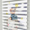 Gezegen üstünde sevimli Ayıcık ve Yıldızlar Baskılı Zebra Perde - Bebek Odası Perdesi - AD HOME Tekstil