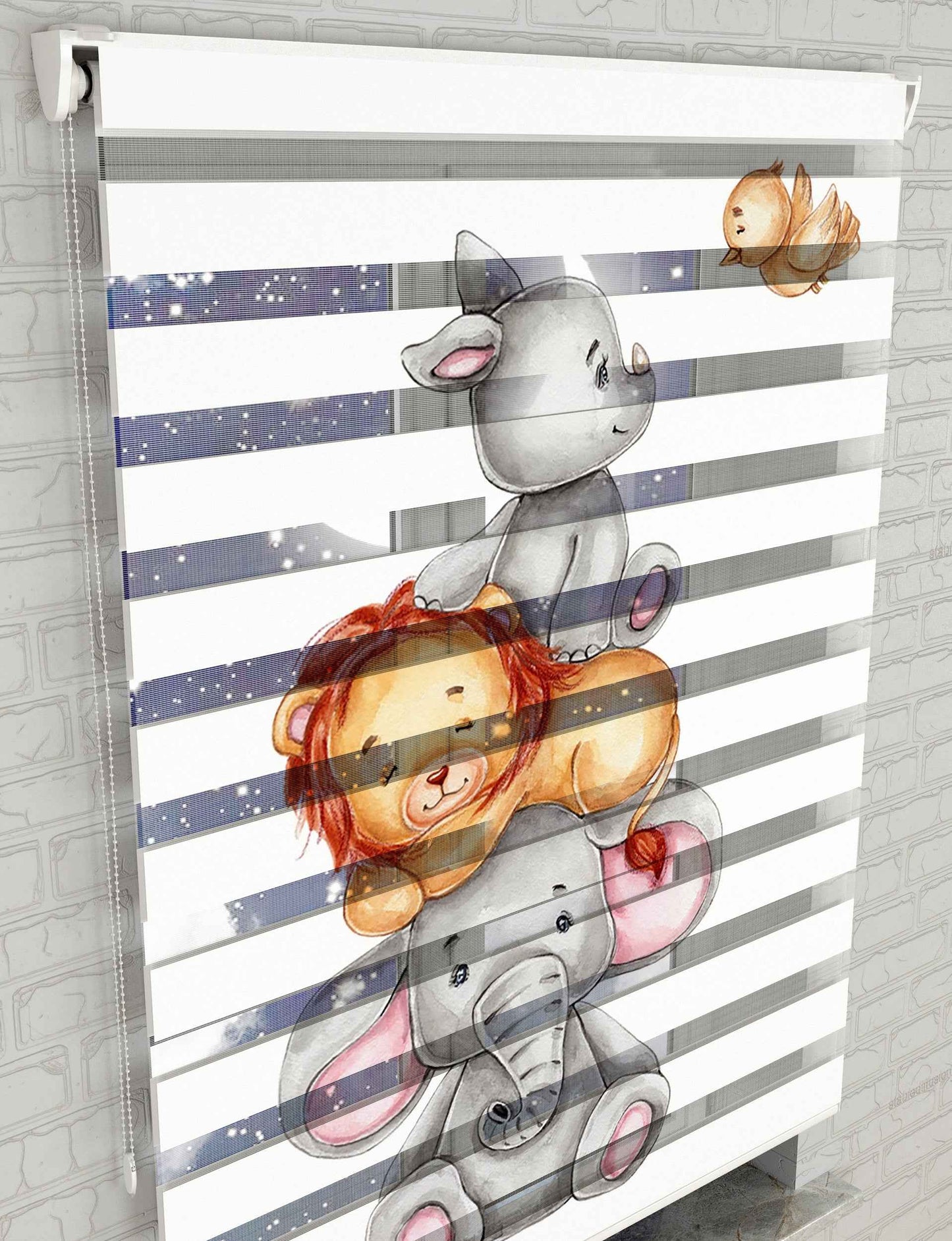 Sevimli hayvanlar Baskılı Zebra Perde - Bebek Odası Perdesi - AD HOME Tekstil