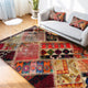 Kırmızı Patchwork Motifli Kırkyama Desenli Etnik Halı
