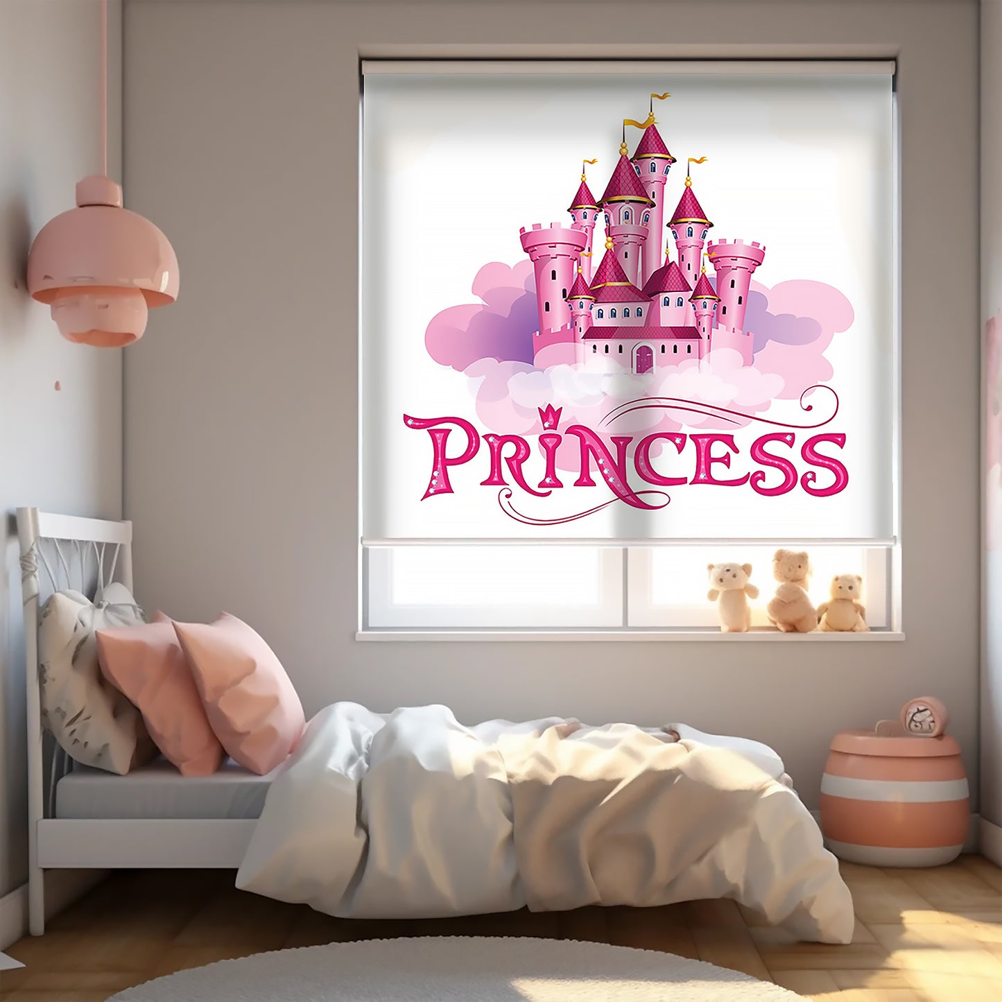 Prensesin Şatosu Baskılı Stor Perde - Baskılı Güneşlik Perdesi - Kız Çocuk Odası Perdesi - AD HOME Tekstil