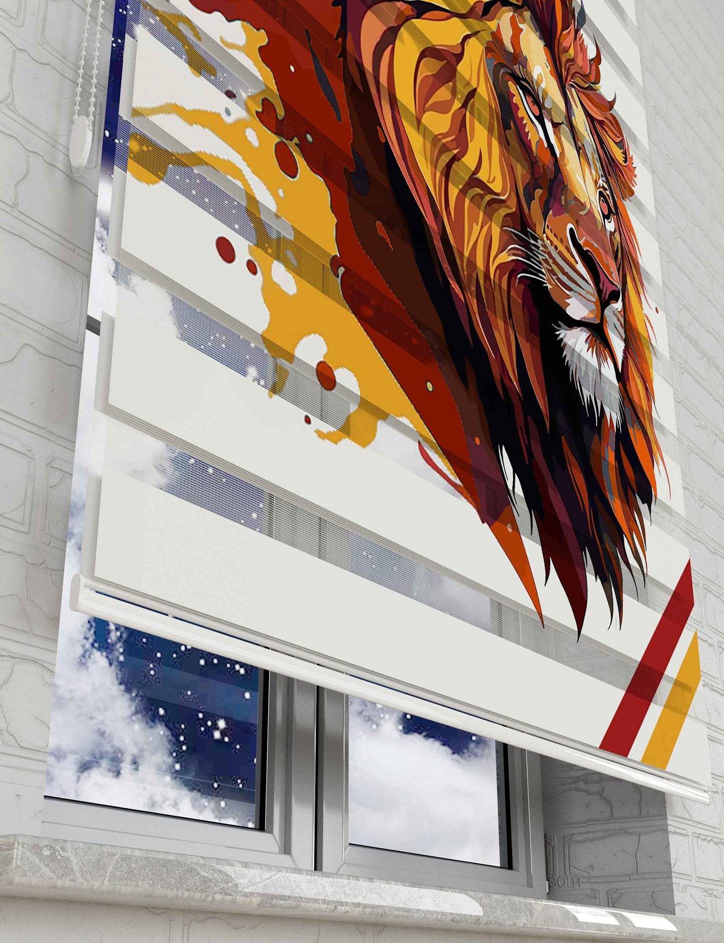 Renkli Aslan Baskılı Zebra Perde - Erkek Çocuk Odası Perdesi - AD HOME Tekstil