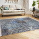 Mavi-Gri Patchwork Motifli Etnik Desenli Vintage Halı