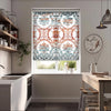 Turuncu Turkuaz Motif Baskılı Stor Perde, Salon Perde, Mutfak Perde, Yatak Odası Perde - AD HOME Tekstil
