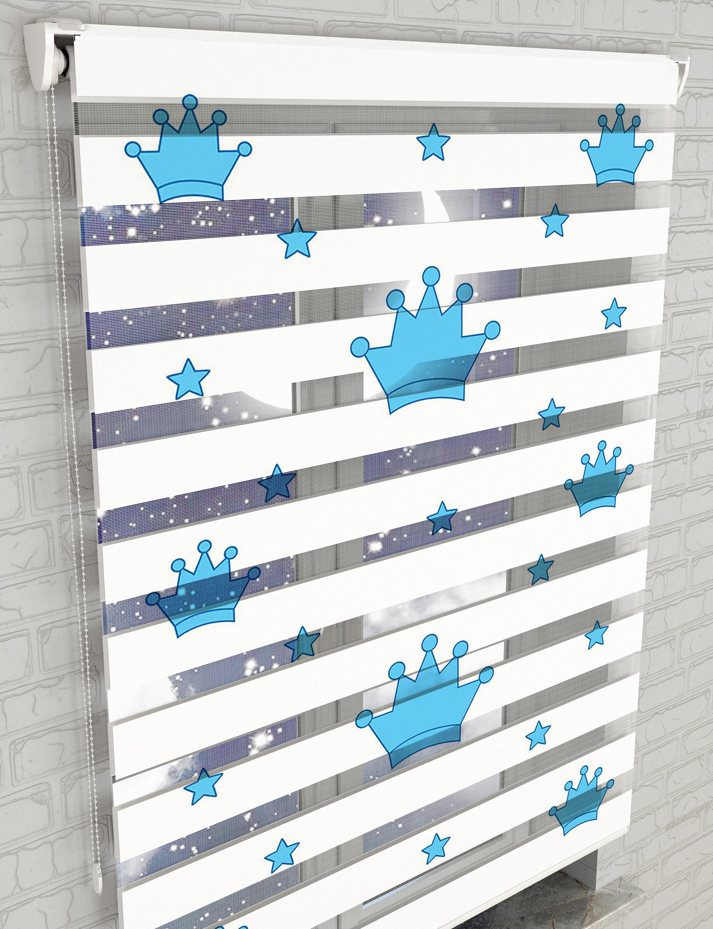 Kral Tacı Baskılı Zebra Perde -Bebek Odası Perdesi - AD HOME Tekstil