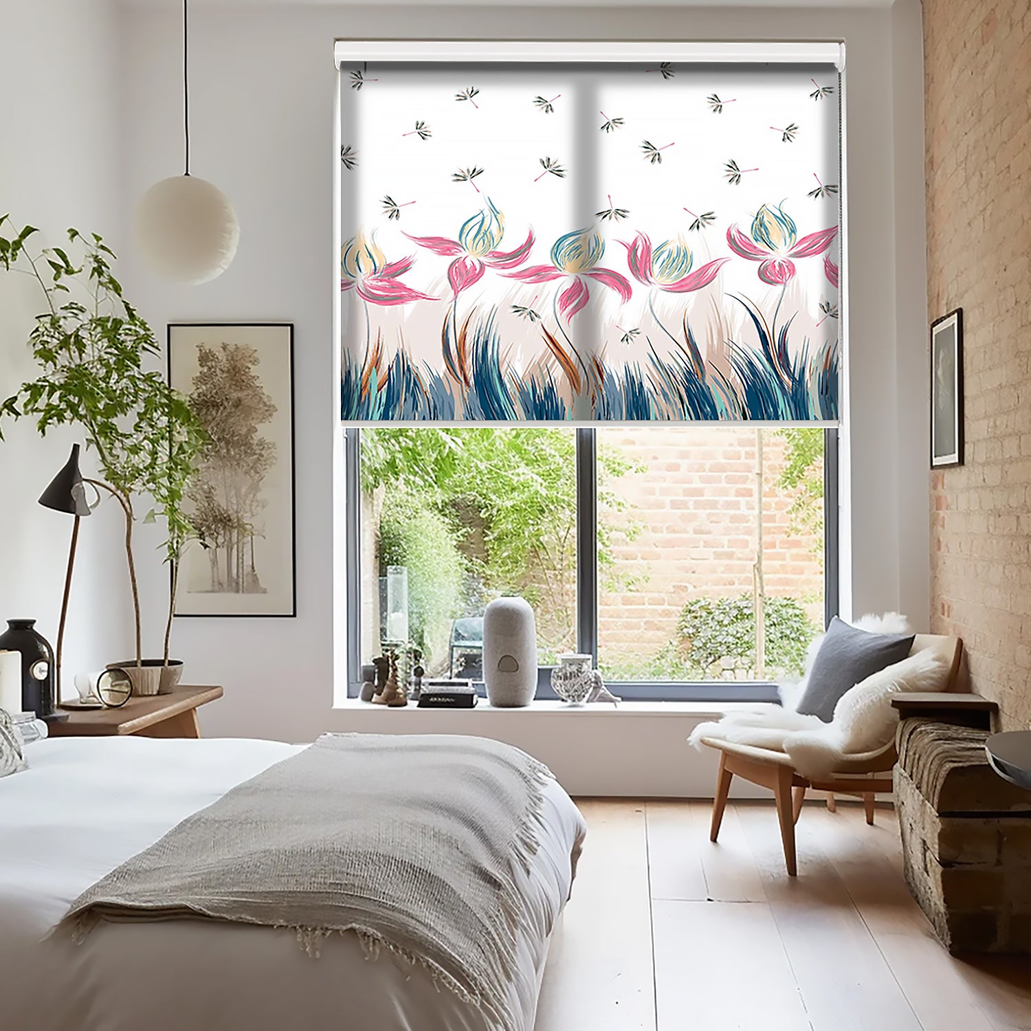 Laleler Baskılı Stor Perde - Baskılı Güneşlik Perdesi - Salon Perdesi - AD HOME Tekstil