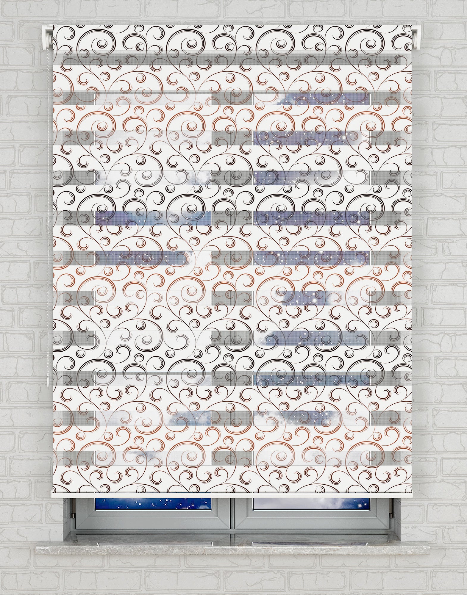 Geometrik Baskılı Zebra Perde -Salon Perdesi - AD HOME Tekstil