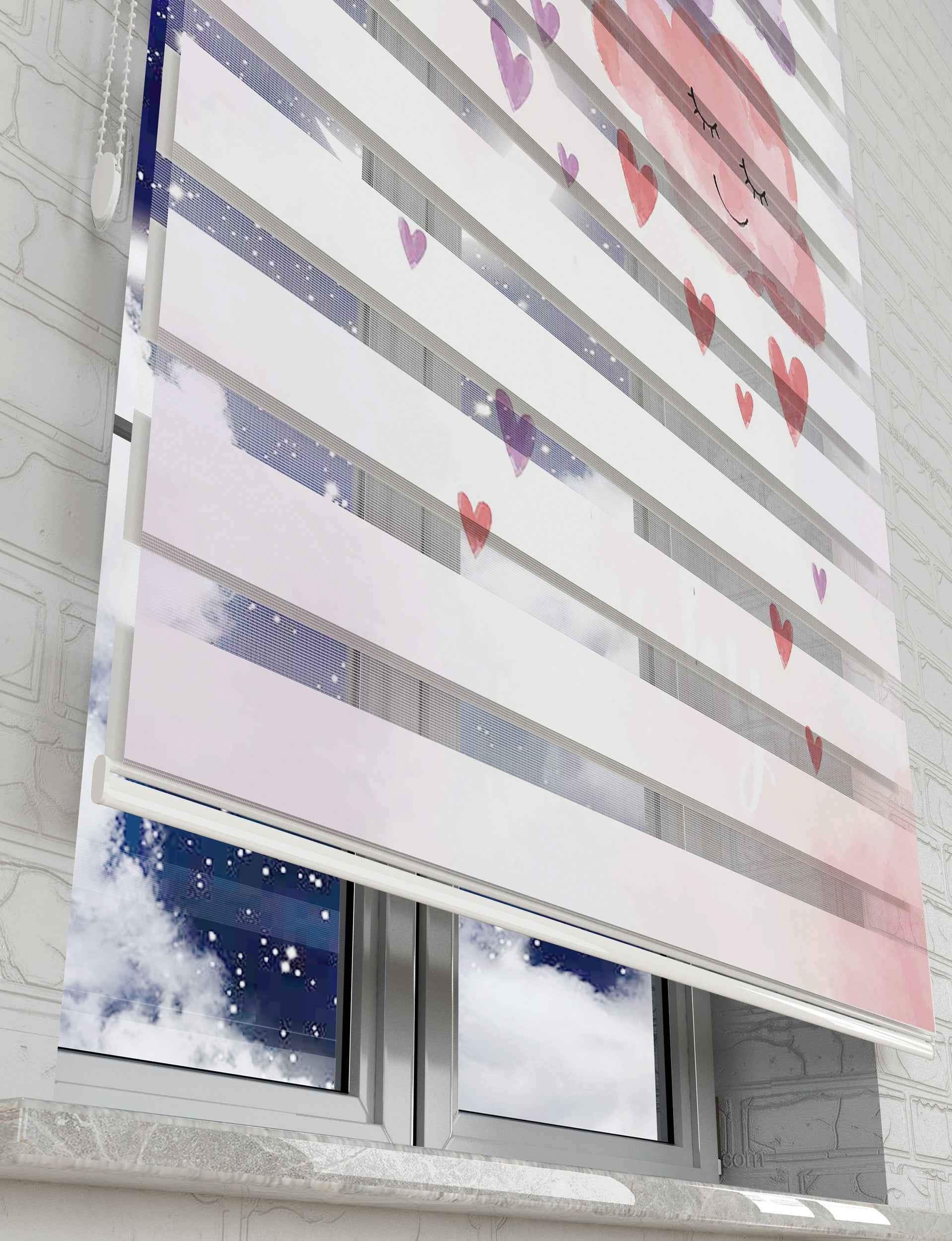 Bulutlar Baskılı Zebra Perde -Bebek Odası Perdesi - AD HOME Tekstil