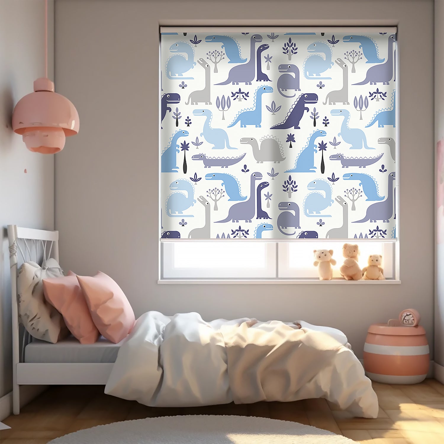 Dinazor Baskılı Stor Perde - Baskılı Güneşlik Perdesi - Erkek Çocuk Odası Perdesi - AD HOME Tekstil