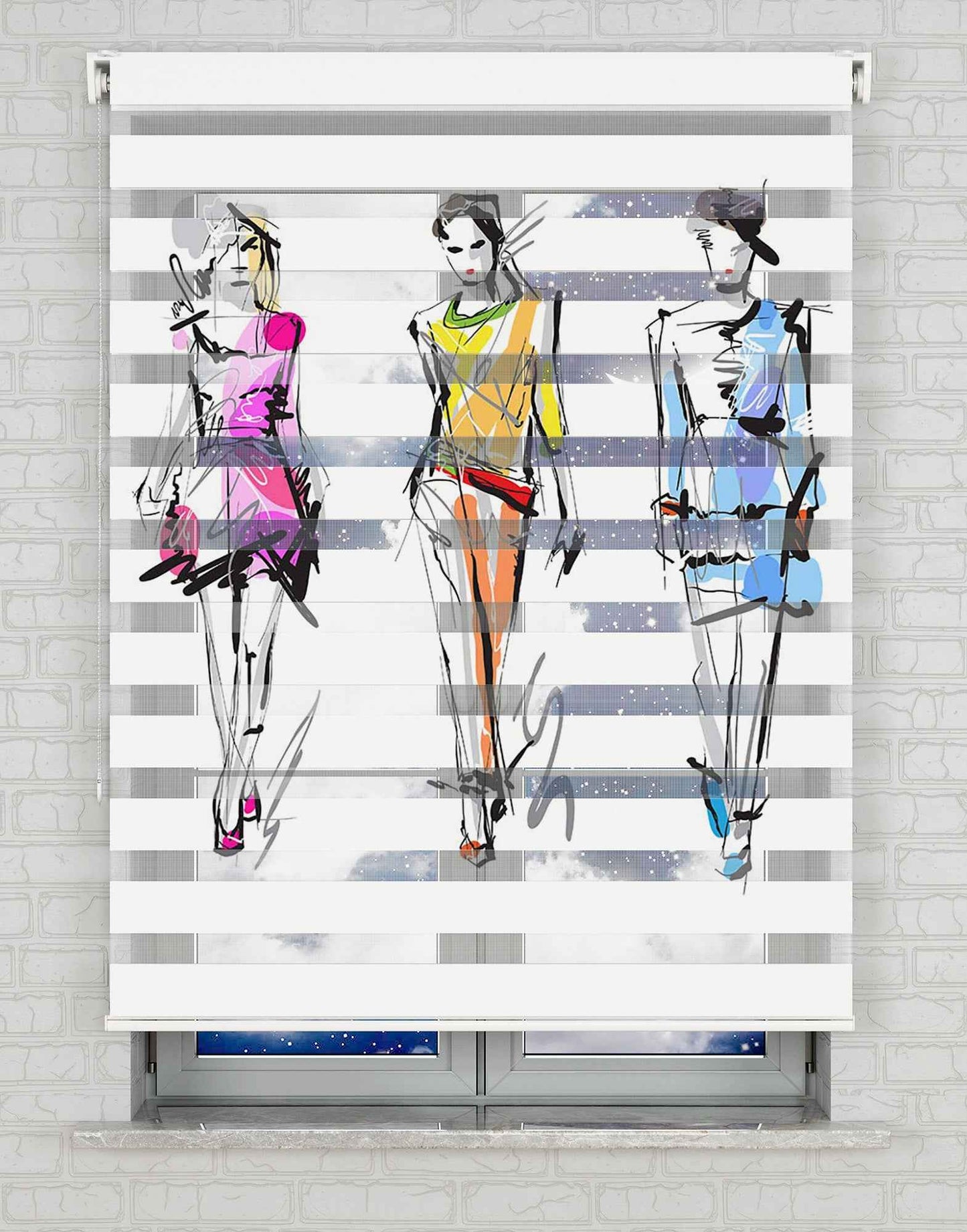 Cool Model Art Vektör Baskılı Zebra Perde - Genç Odası Perdesi