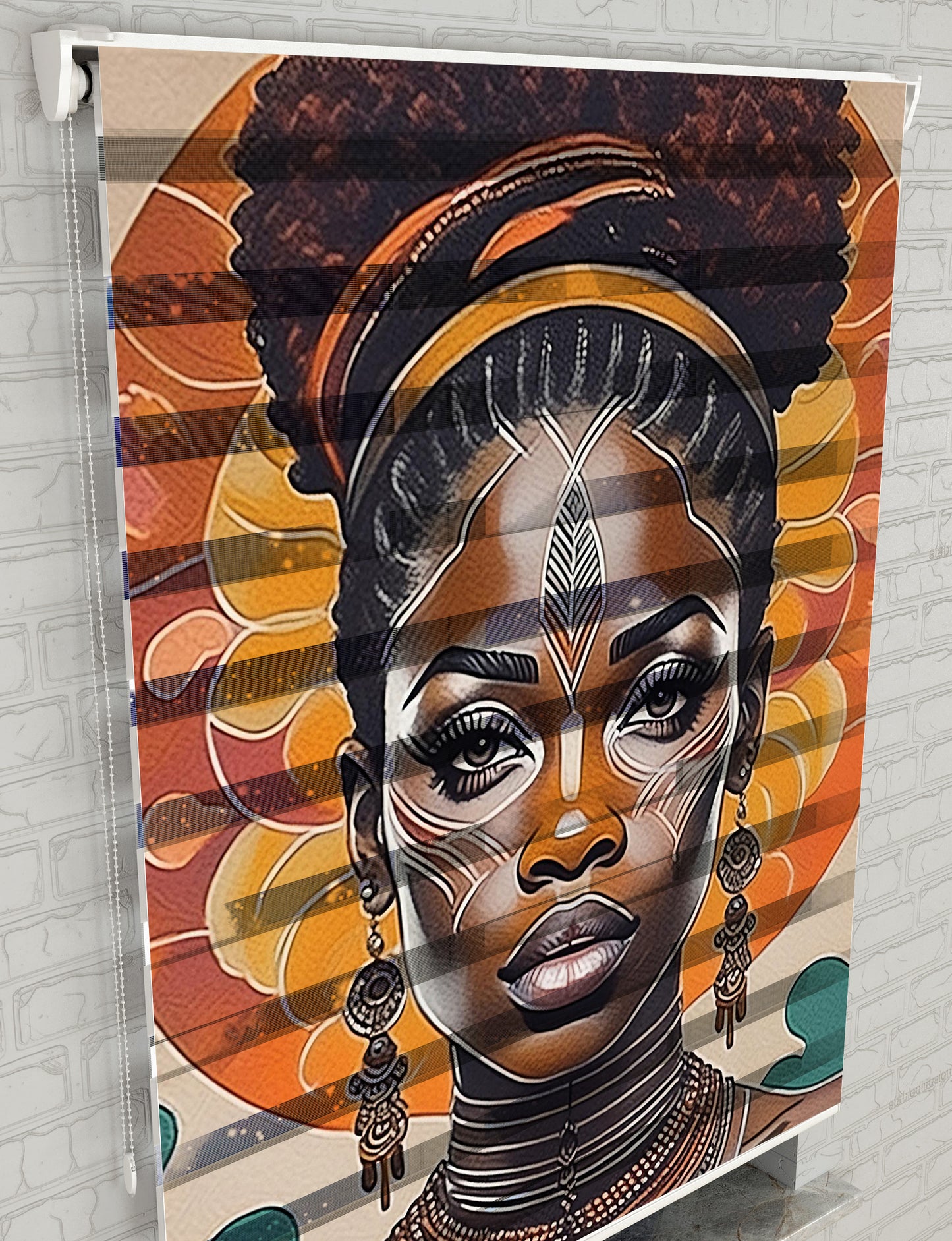 African Women Baskılı Zebra Perde - Oturma Odası Perdesi, Mutfak Perdesi - AD HOME Tekstil