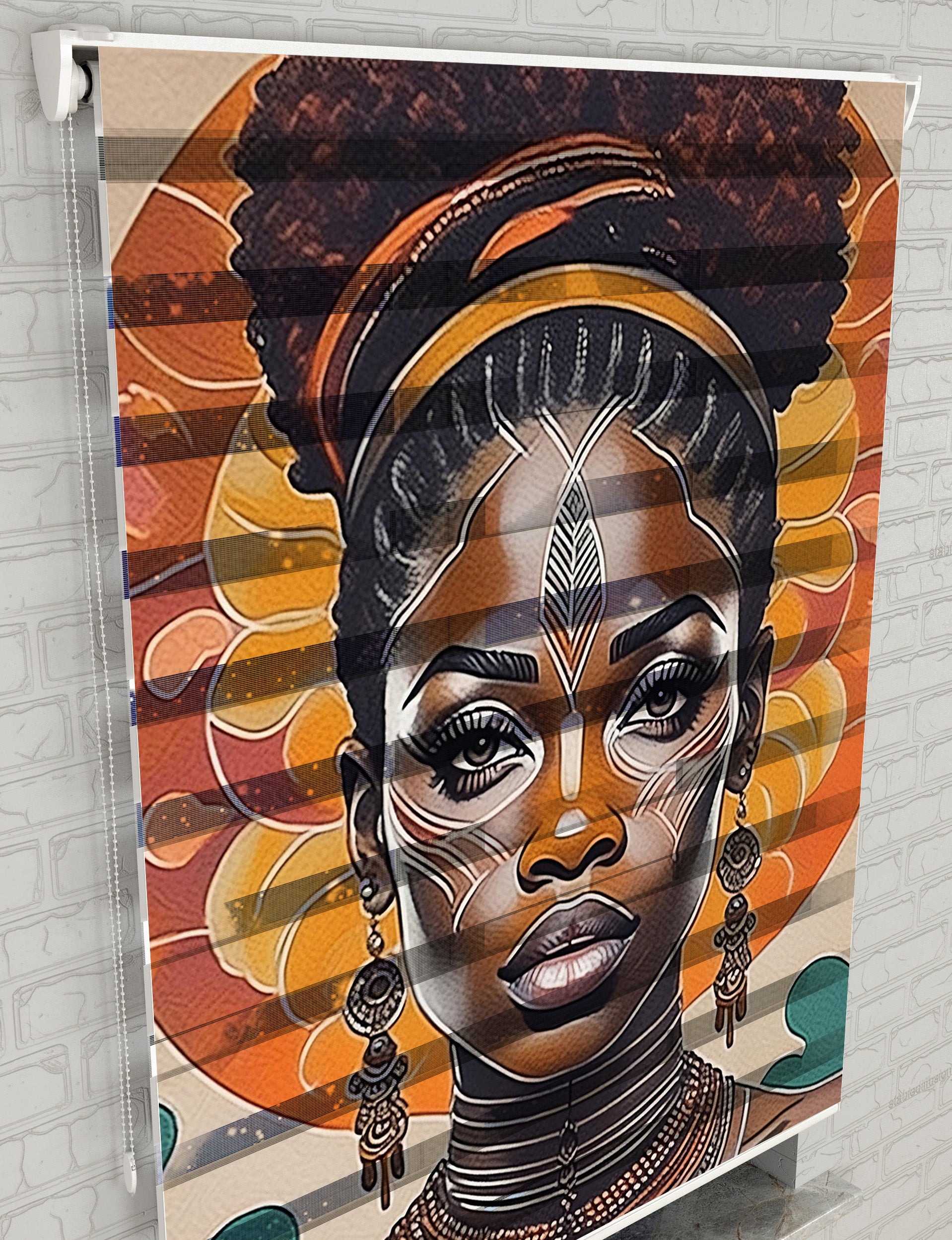 African Women Baskılı Zebra Perde - Oturma Odası Perdesi, Mutfak Perdesi - AD HOME Tekstil