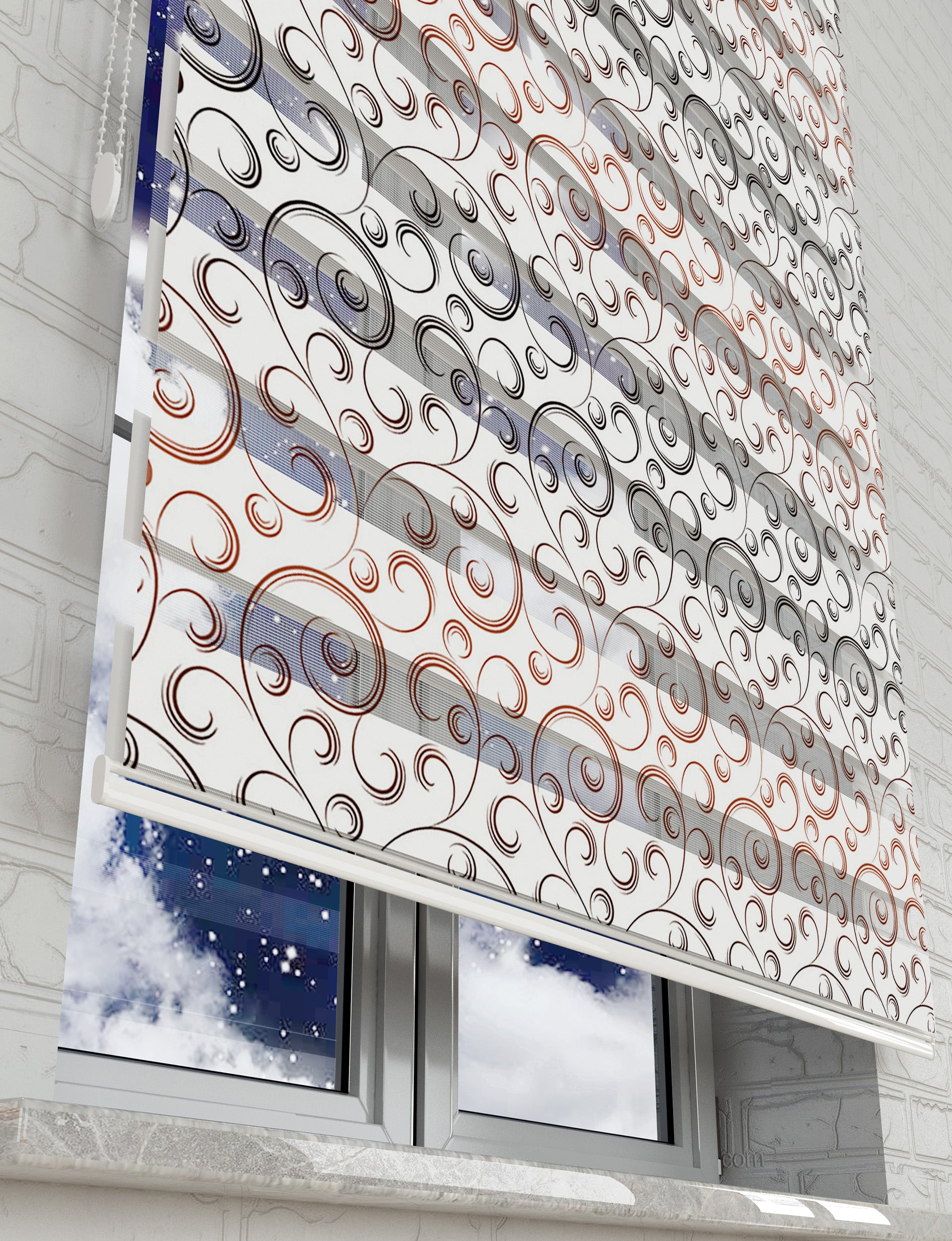 Geometrik Baskılı Zebra Perde -Salon Perdesi - AD HOME Tekstil
