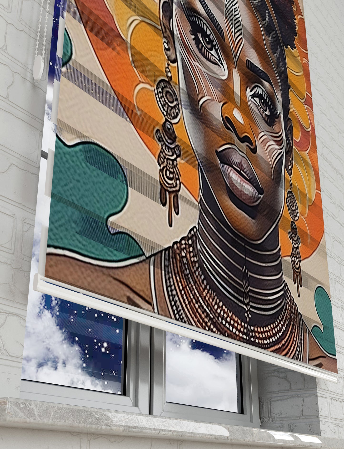 African Women Baskılı Zebra Perde - Oturma Odası Perdesi, Mutfak Perdesi - AD HOME Tekstil