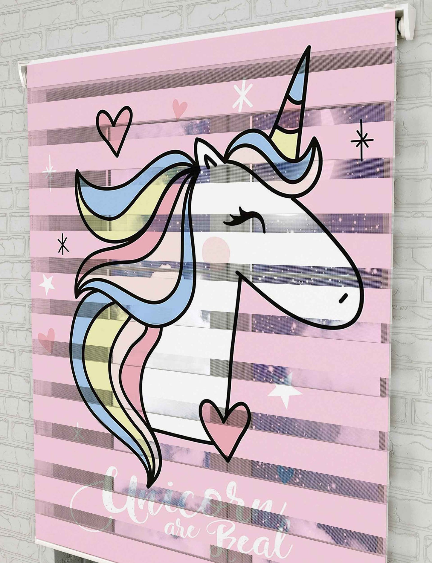 Unicorn Baskılı Zebra Perde -Bebek Odası Perdesi - AD HOME Tekstil