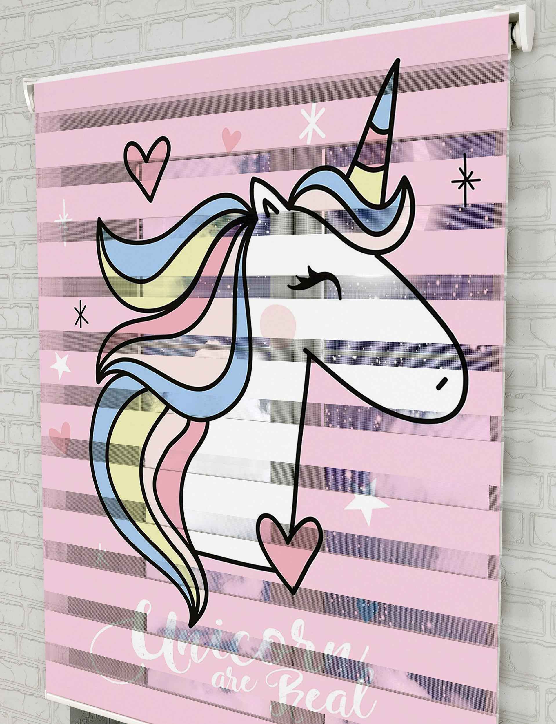 Unicorn Baskılı Zebra Perde -Bebek Odası Perdesi - AD HOME Tekstil