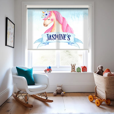 Unicorn At Baskılı Stor Perde - Güneşlik Perdesi - Kız Çocuk Odası Perde, Bebek Odası Perde
