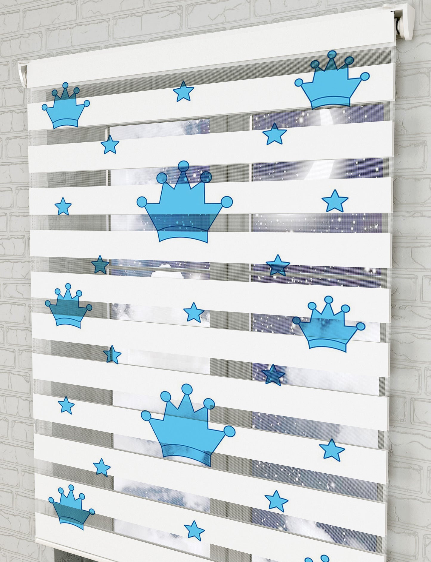 Kral Tacı Baskılı Zebra Perde -Bebek Odası Perdesi - AD HOME Tekstil