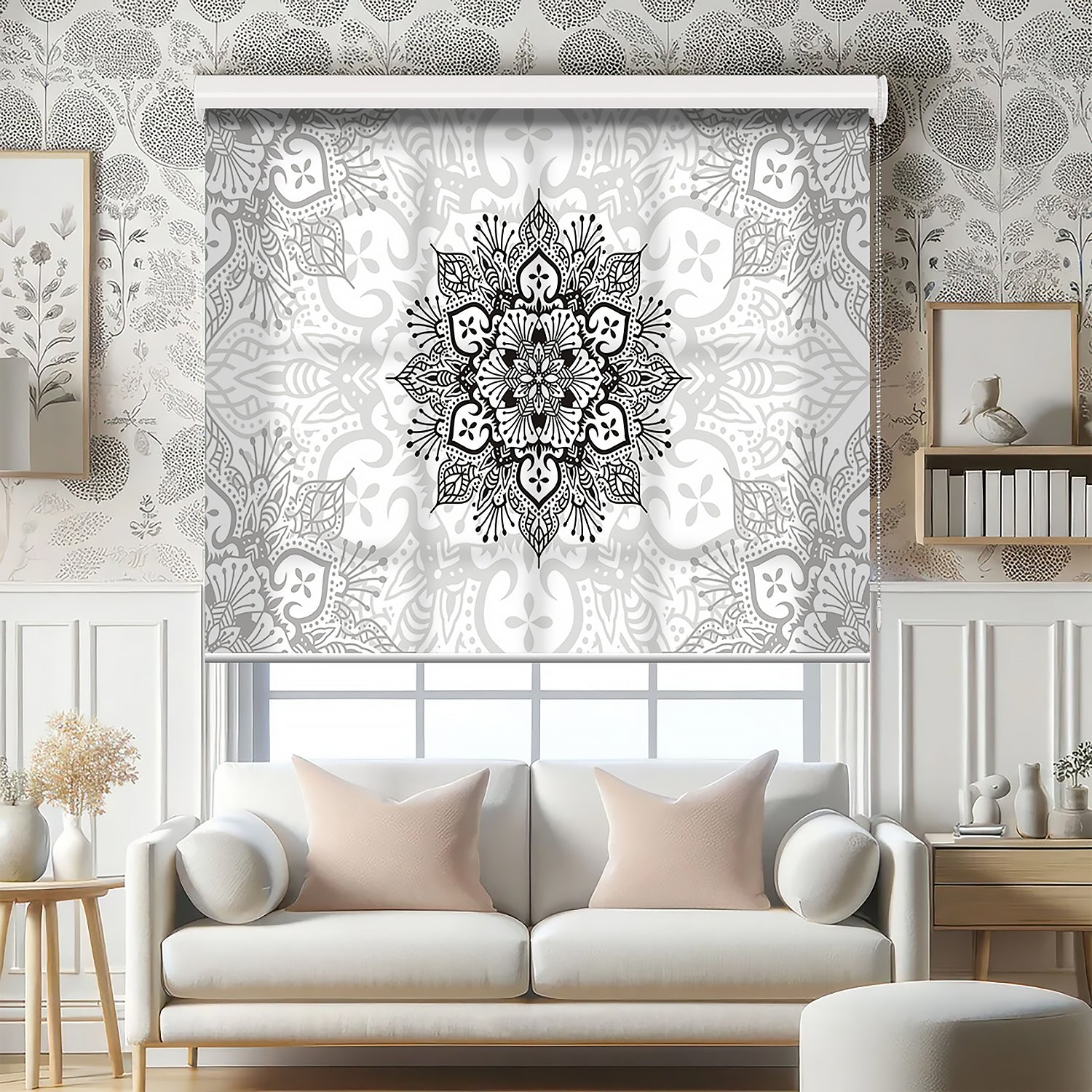 Çiçek Grafiti Baskılı Stor Perde - Baskılı Güneşlik Perdesi - Salon Perdesi - AD HOME Tekstil
