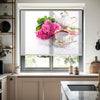 Pembe Gül ve Fincan Baskılı Stor Perde - Baskılı Güneşlik Perdesi - Mutfak Perdesi - AD HOME Tekstil