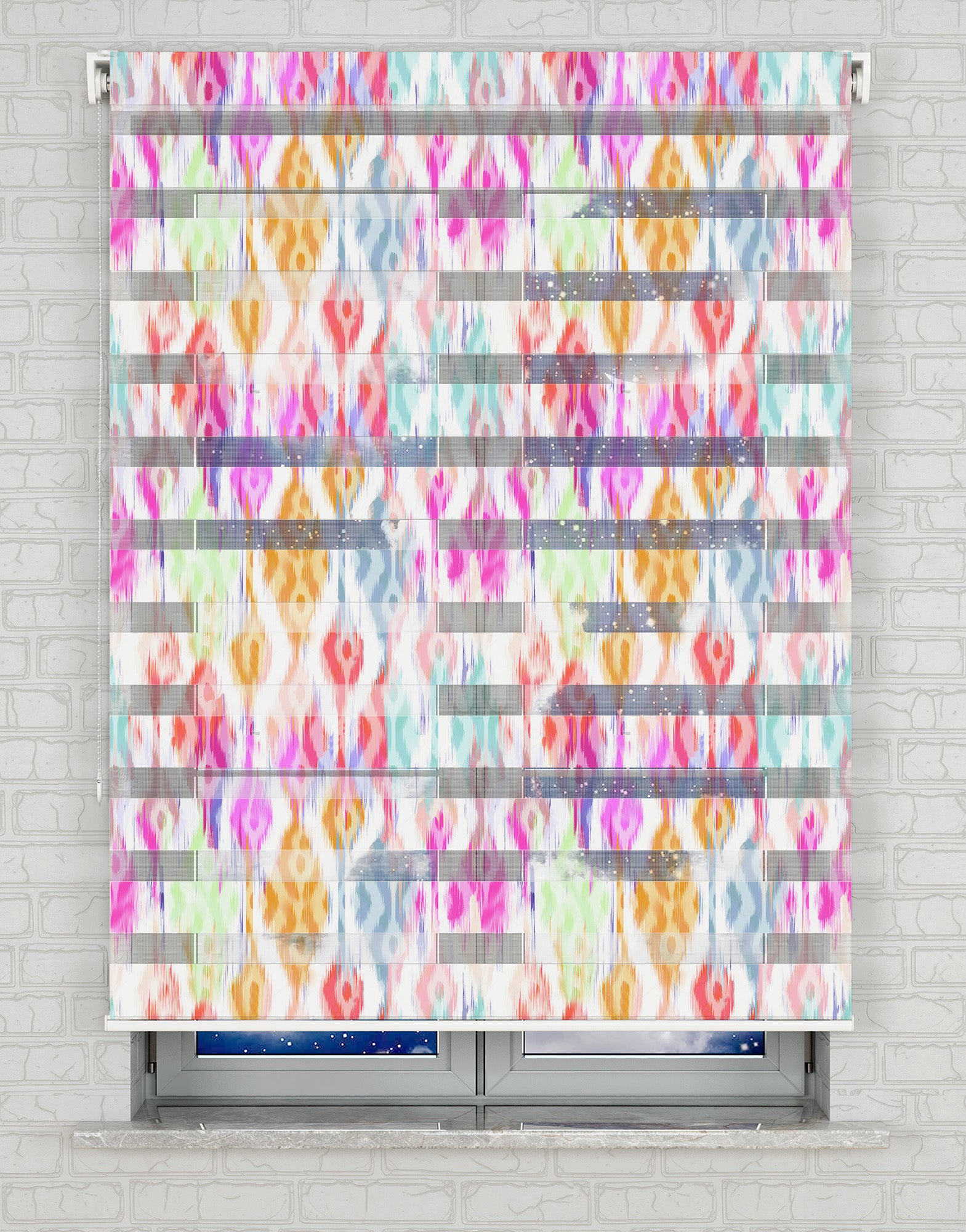 Renklerin Geçişi Baskılı Zebra Perde - Genç Odası Perdesi - AD HOME Tekstil