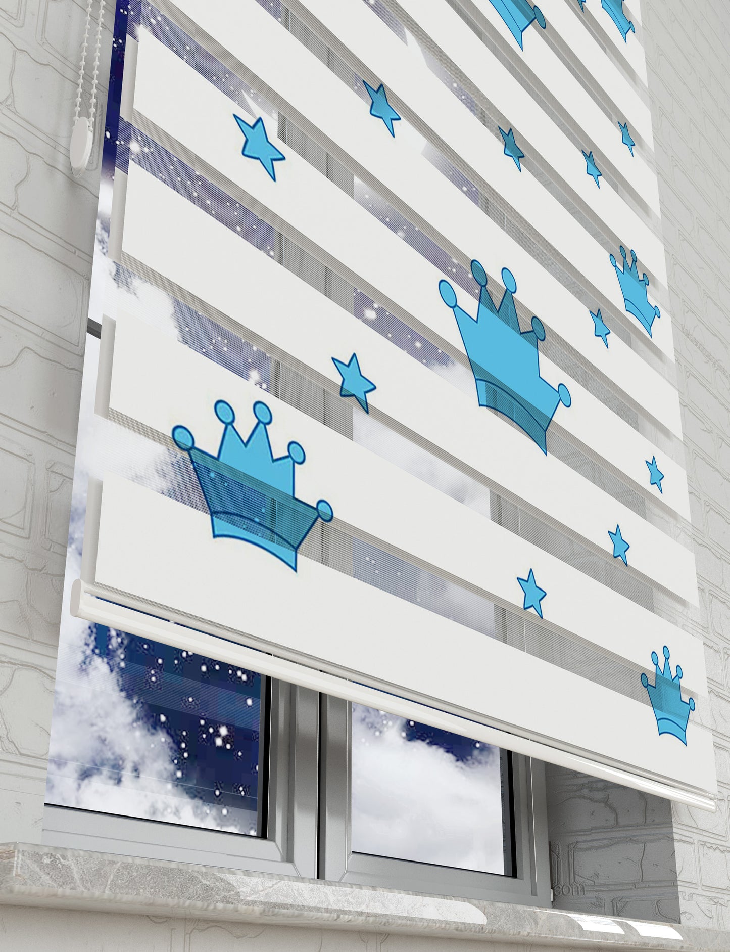 Kral Tacı Baskılı Zebra Perde -Bebek Odası Perdesi - AD HOME Tekstil