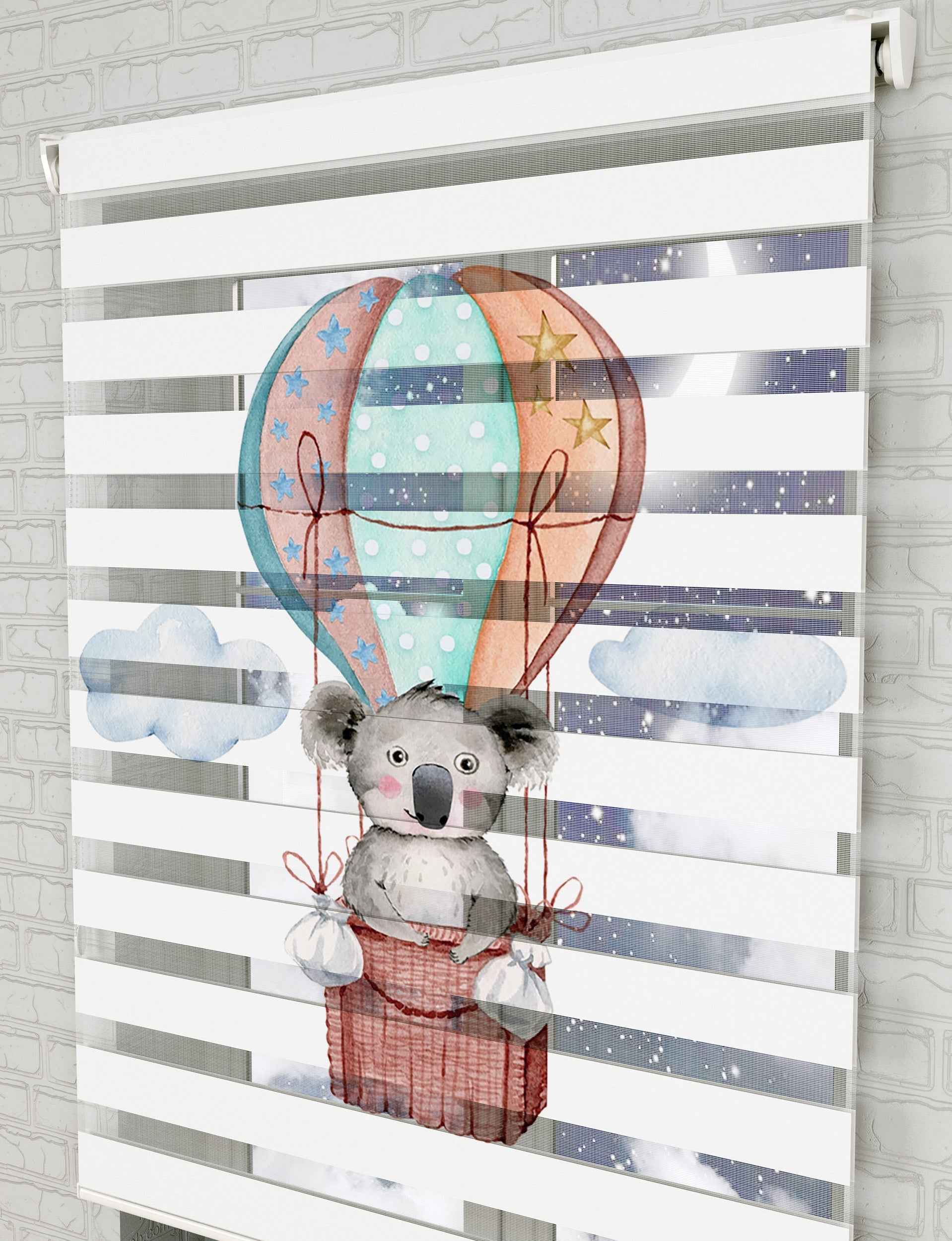Renkli Balon ve Kuala Baskılı Zebra Perde - Bebek Odası Perdesi - AD HOME Tekstil