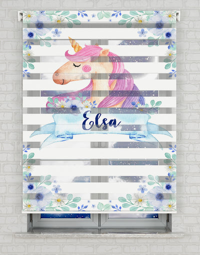 Unicorn At Baskılı Zebra Perde - Kız Çocuk Odası Perdesi, Bebek Odası Perdesi