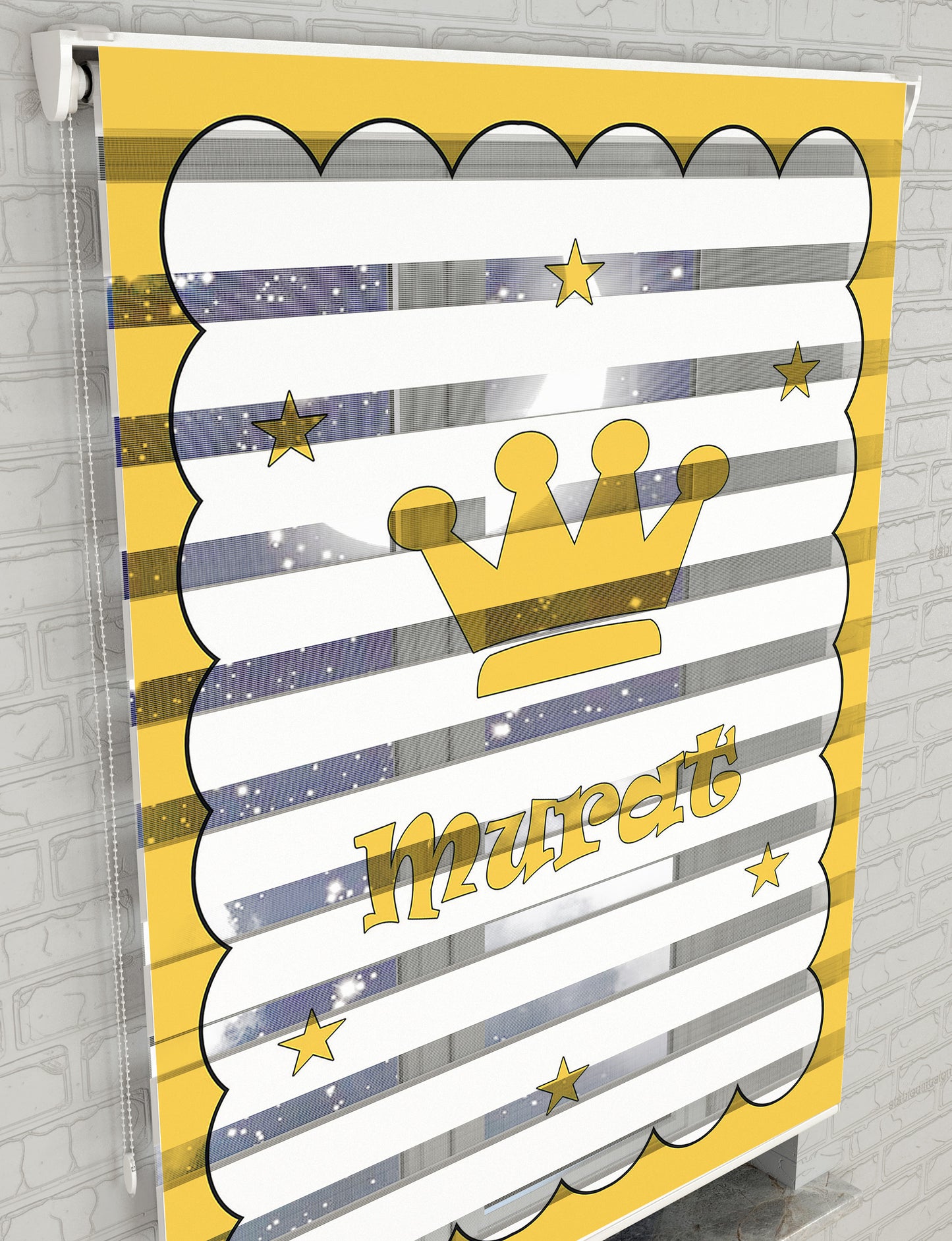 Kral Tacı Baskılı Zebra Perde - Çocuk Odası Perdesi, Bebek Odası Perde - AD HOME Tekstil