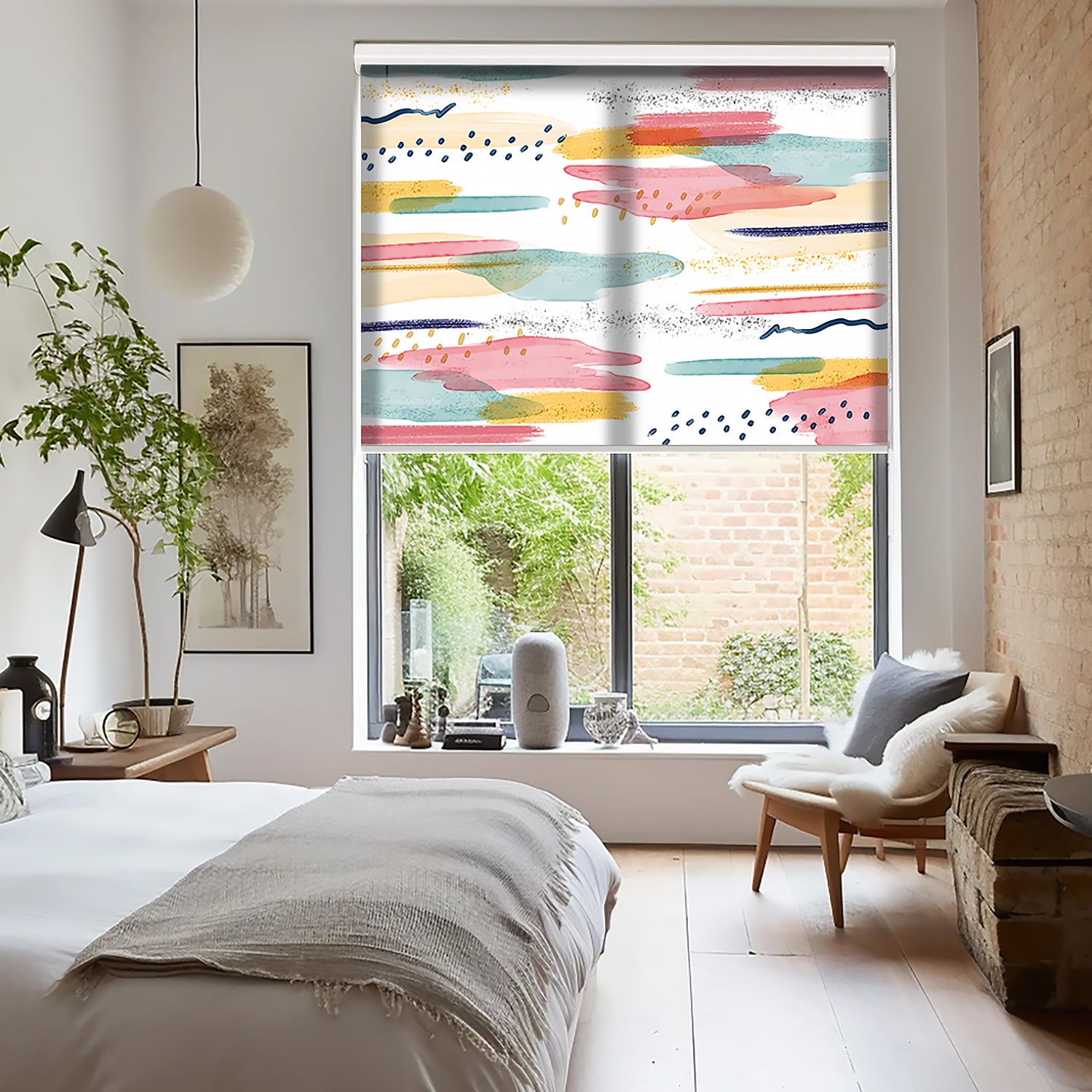 Renk Püskürtmesi Baskılı Stor Perde - Baskılı Güneşlik Perdesi - Salon Perdesi - AD HOME Tekstil