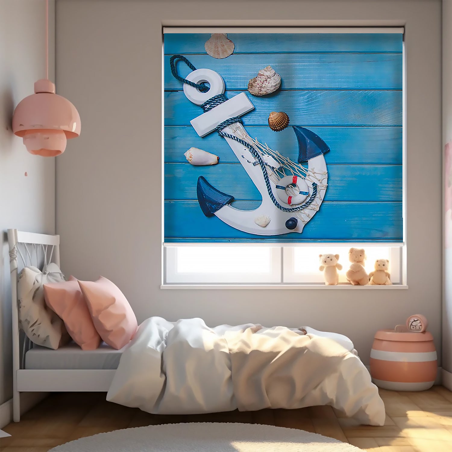 Denizci  Baskılı Stor Perde - Baskılı Güneşlik Perdesi - Erkek Çocuk Odası Perdesi - AD HOME Tekstil