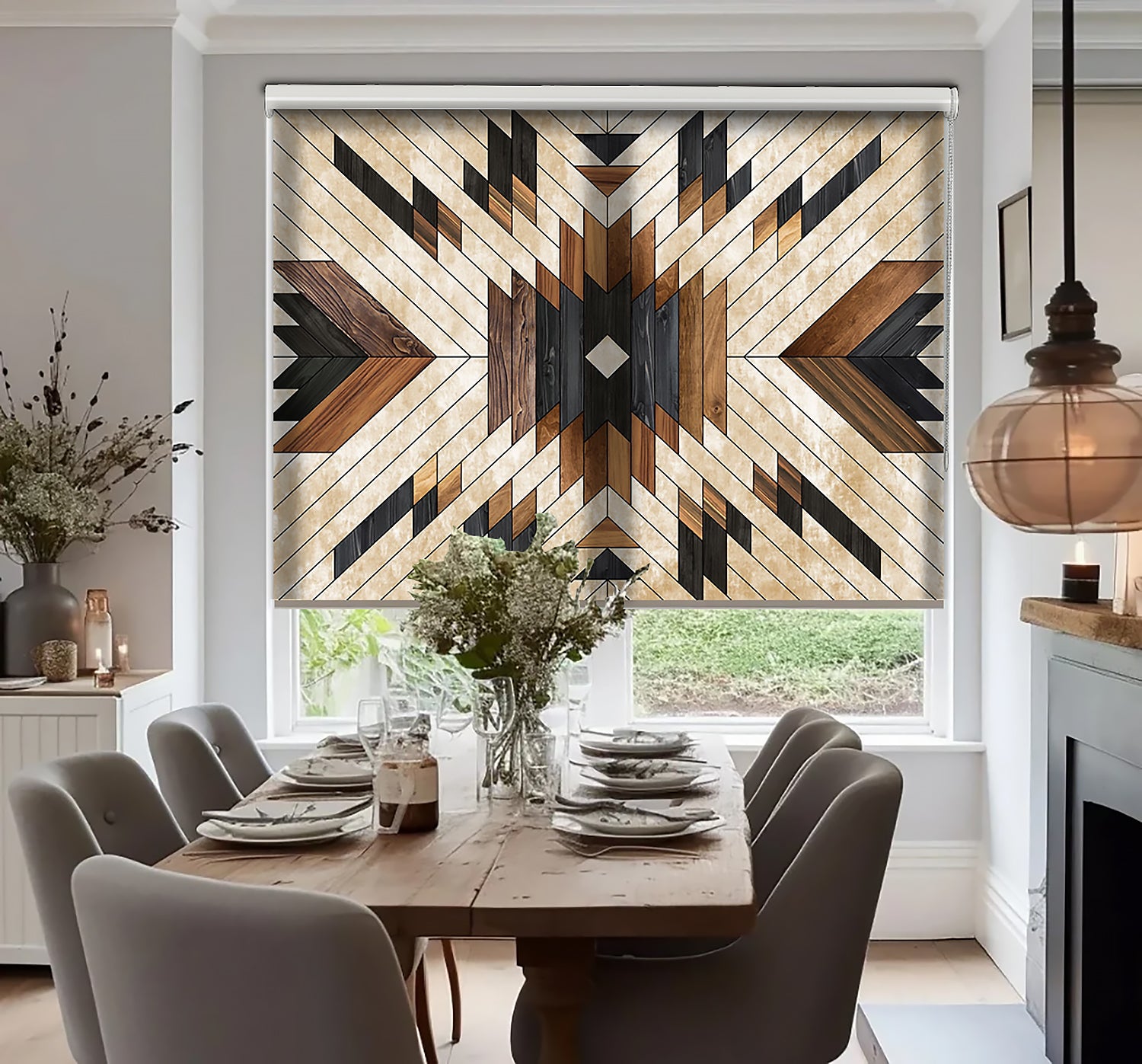 Modern Damask Baskılı Stor Perde - Güneşlik - Salon Perde, Mutfak Perde, Yatak Odası Perde, - AD HOME Tekstil