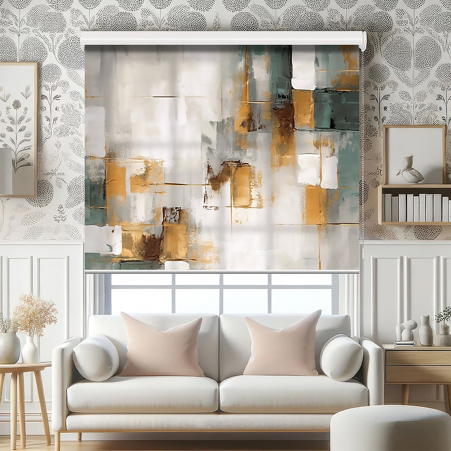 Suluboya Patchwork Baskılı Stor Perde - Salon Perde, Mutfak Perde, Yatak Odası Perde, - AD HOME Tekstil