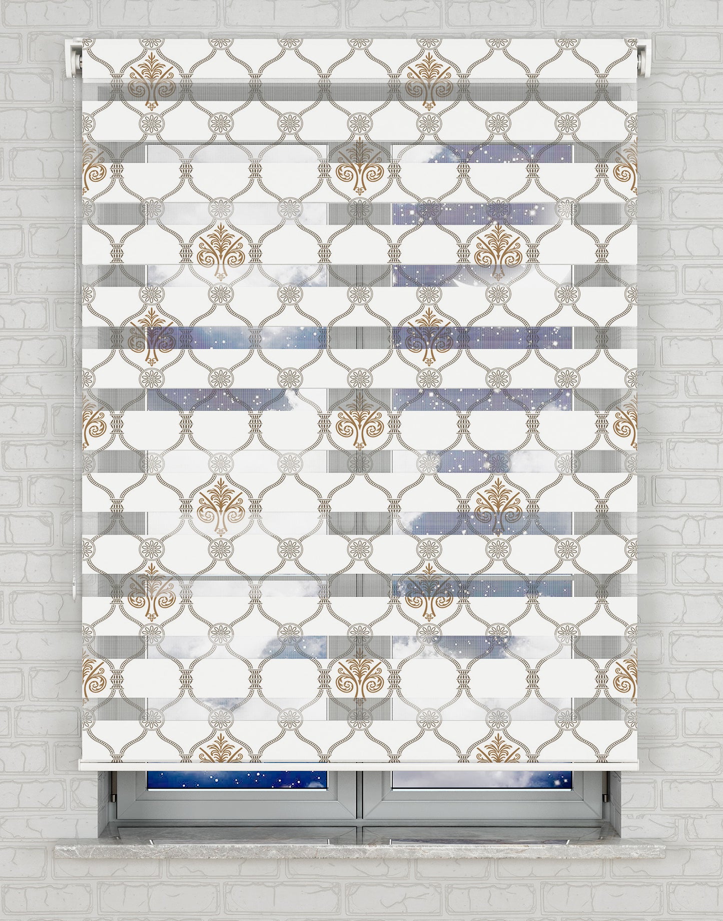 Damask Baskılı Zebra Perde -Salon Perdesi - AD HOME Tekstil