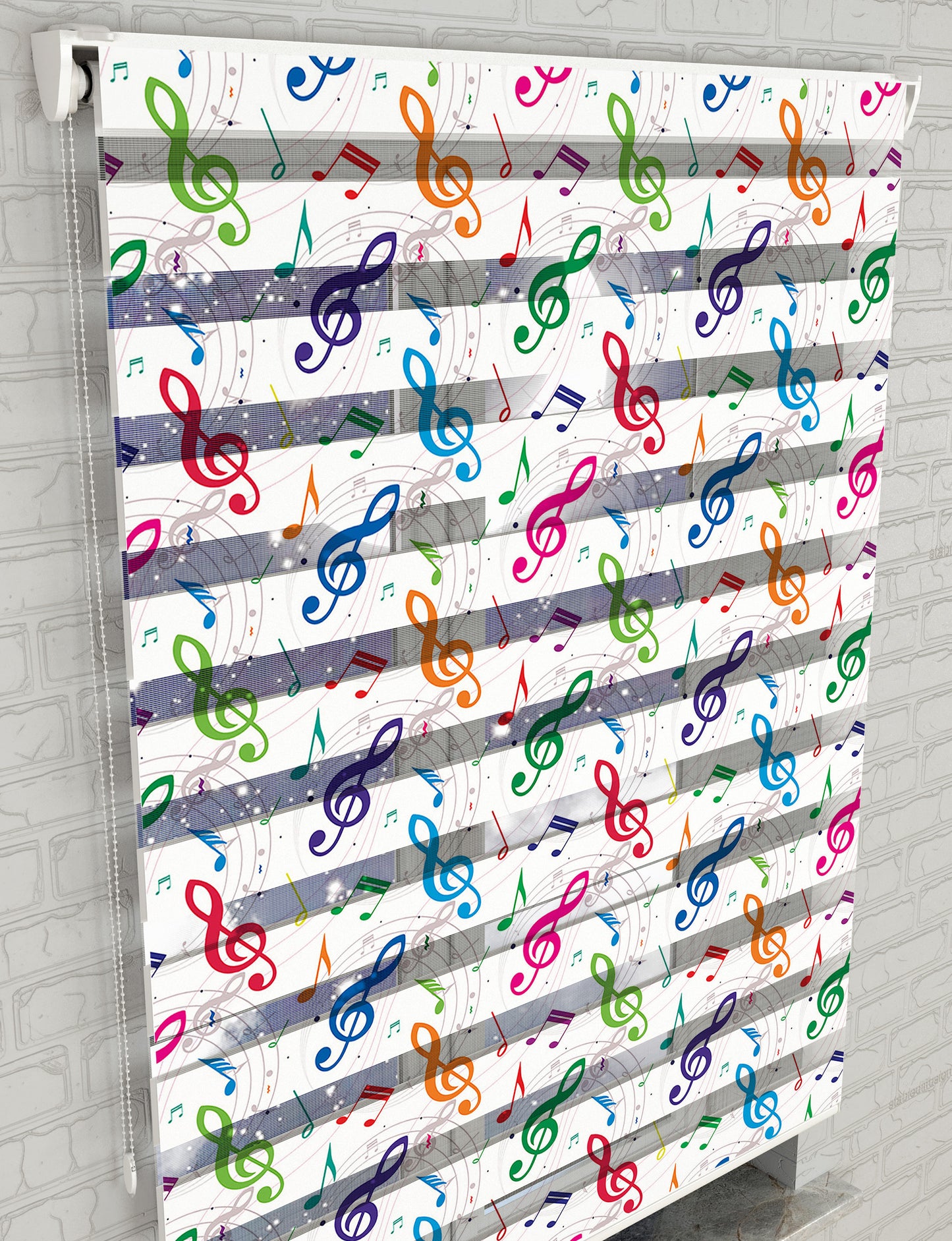 Müzik Notaları Baskılı Zebra Perde - Kız Çocuk Odası Perdesi - AD HOME Tekstil