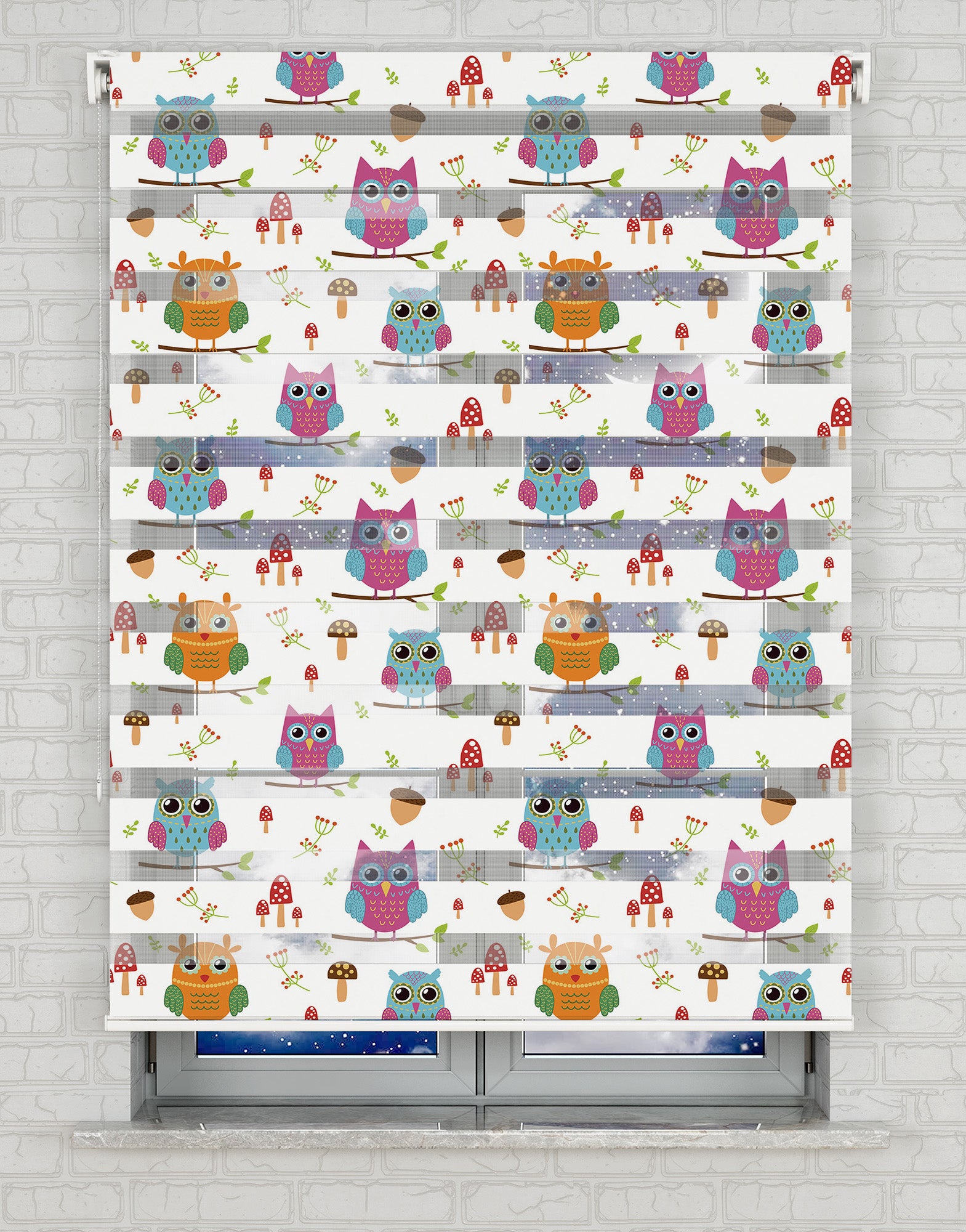 Baykuşlar Baskılı Zebra Perde -Bebek Odası Perdesi - AD HOME Tekstil