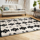 Siyah-Krem Kilim Motifli Geometrik Desenli Salon Halısı
