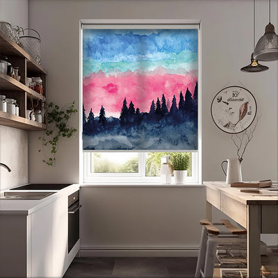Suluboya Gün Batımı Baskılı Stor Perde - Baskılı Güneşlik Perdesi - Salon Perdesi