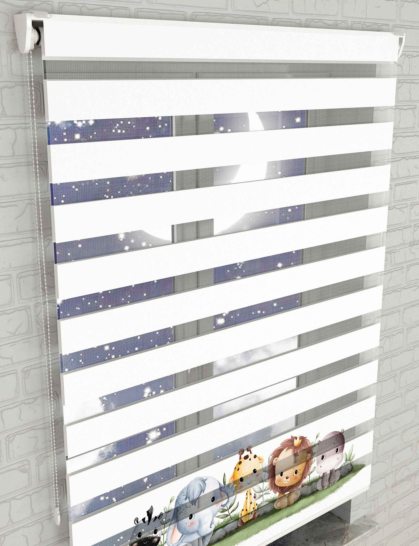 Sevimli Hayvanlar Baskılı Zebra Perde - Bebek Odası Perdesi - AD HOME Tekstil