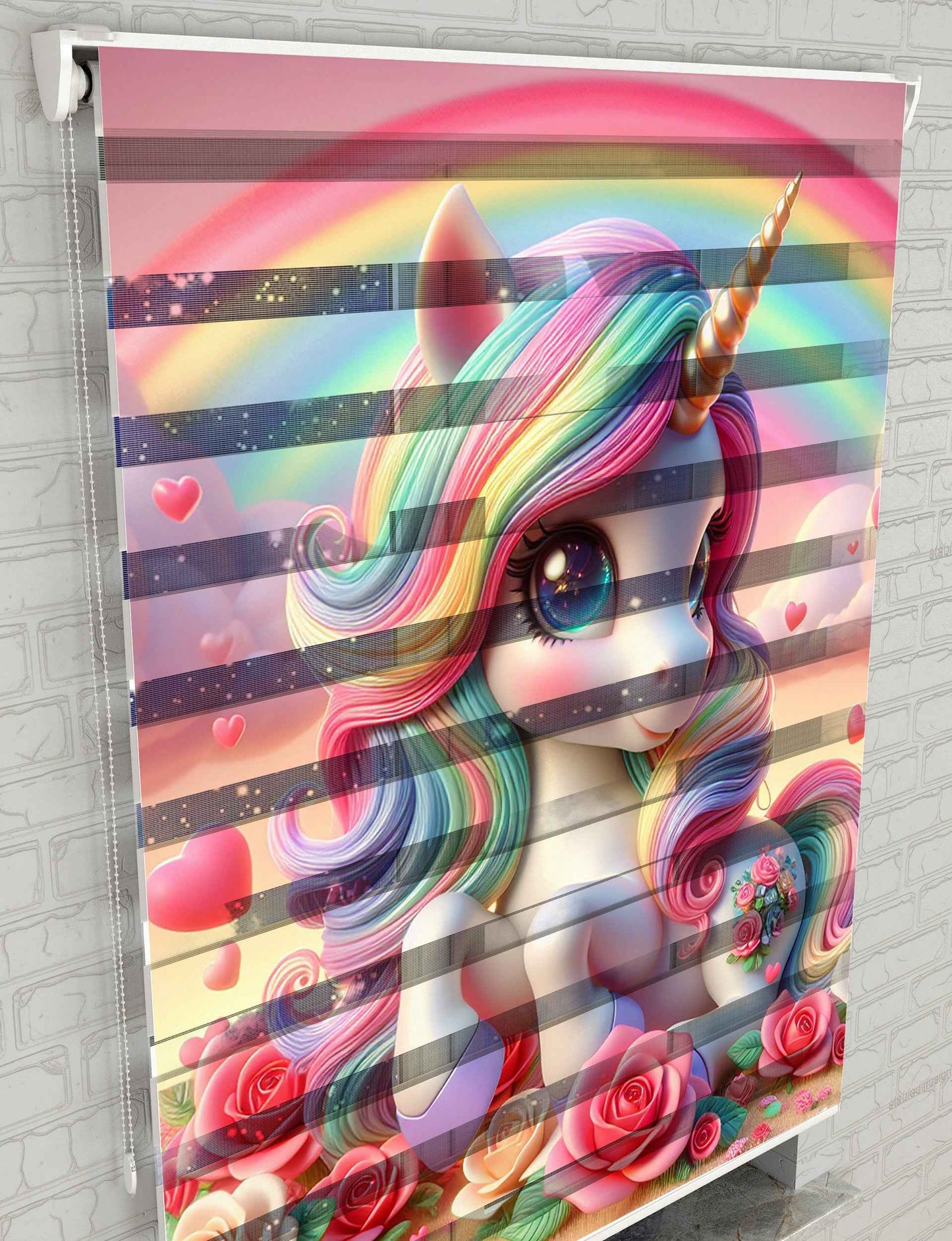 Unicorn Baskılı Zebra Perde - Bebek Odası Perdesi, Kız Çocuk Odası İçin Şık Seçim - AD HOME Tekstil