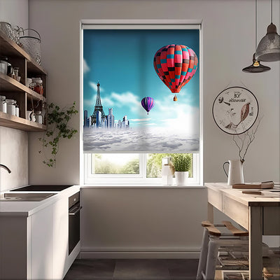 Balon Manzara Baskılı Stor Perde - Baskılı Güneşlik Perdesi - Salon Perdesi