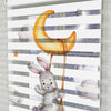 Ay Bulutlar ve Sevimli Tavşan Baskılı Zebra Perde - Bebek Odası Perdesi - AD HOME Tekstil