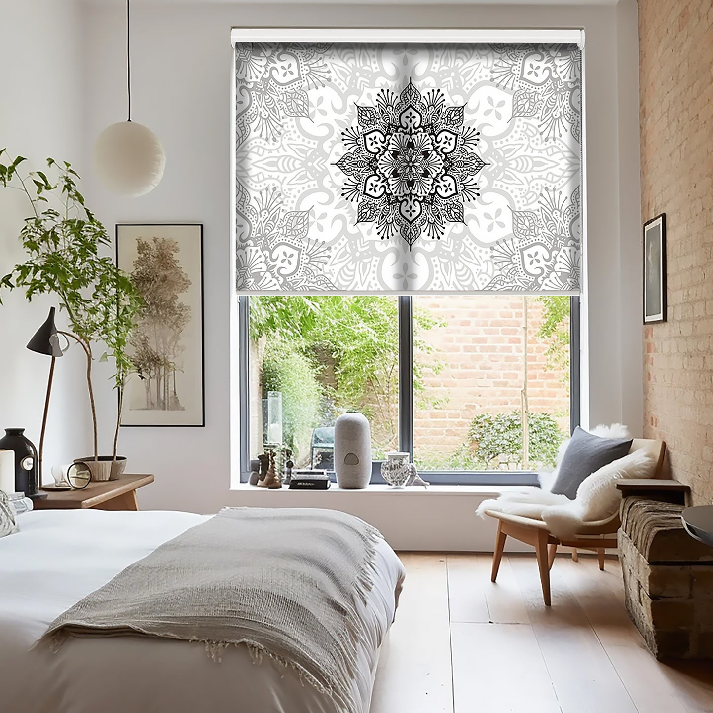 Çiçek Grafiti Baskılı Stor Perde - Baskılı Güneşlik Perdesi - Salon Perdesi - AD HOME Tekstil